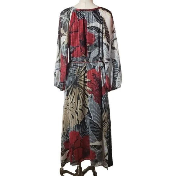 TOMMY BAHAMA Romantic Mermaid Ethereal Sheer Hibiscus Romance Midi Dress~$225 - Picture 6 of 13